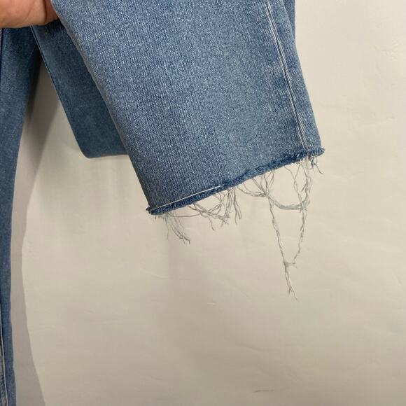 RE/DONE 70s Originals Straight Jeans Sanded Blue Denim Raw Hem Boho Size 30 - Picture 6 of 11